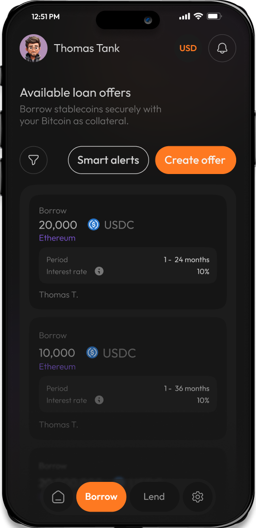 BTCBacked mobile app